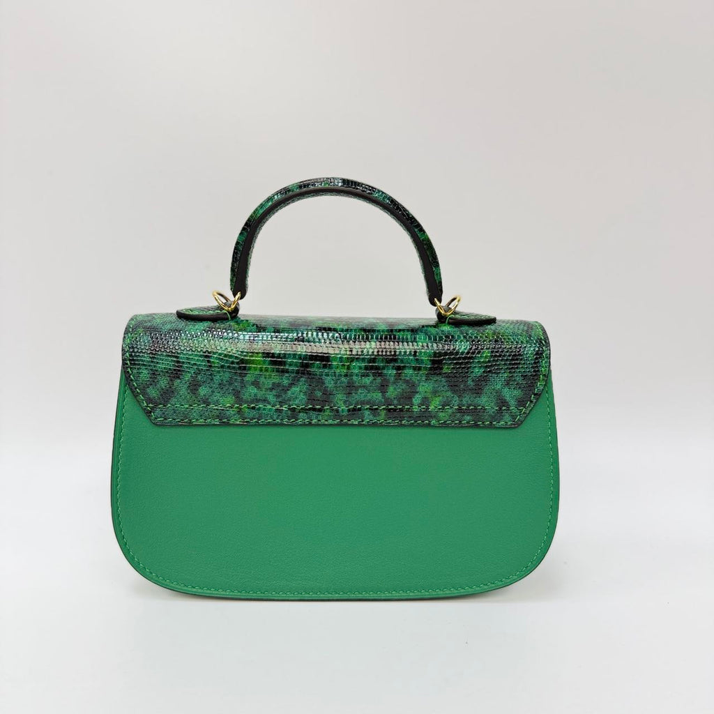 Original Handcrafted High-End Custom Bag Collection (Original Design)-YUANBAO handle Bag with Crossbody Strap（Lizard Leather Patchwork）） - Pre-Owned