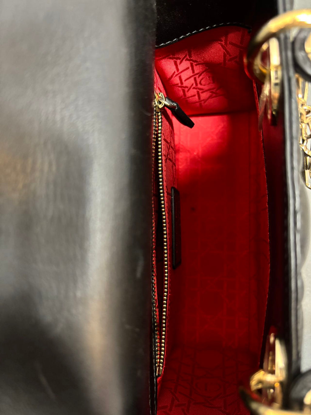 Lady Dior Bag (4 Compartments) in Black and Gold - Pre-Owned