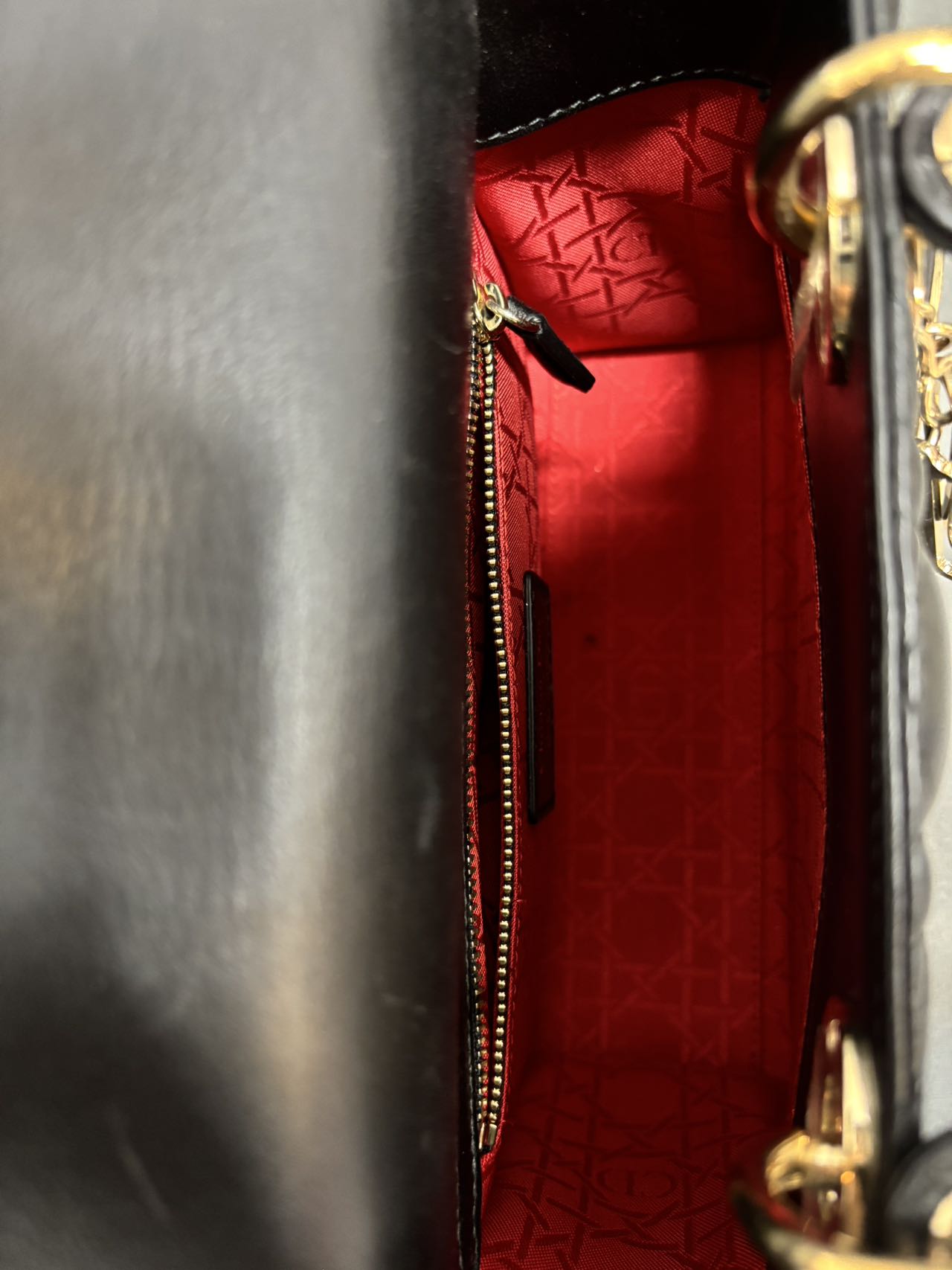 Lady Dior Bag (4 Compartments) in Black and Gold - Pre-Owned