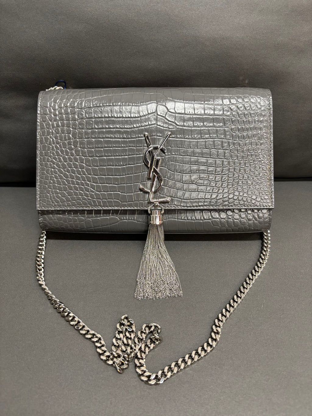 Saint Laurent Kate Bag in Silver-Gray - Pre-Owned