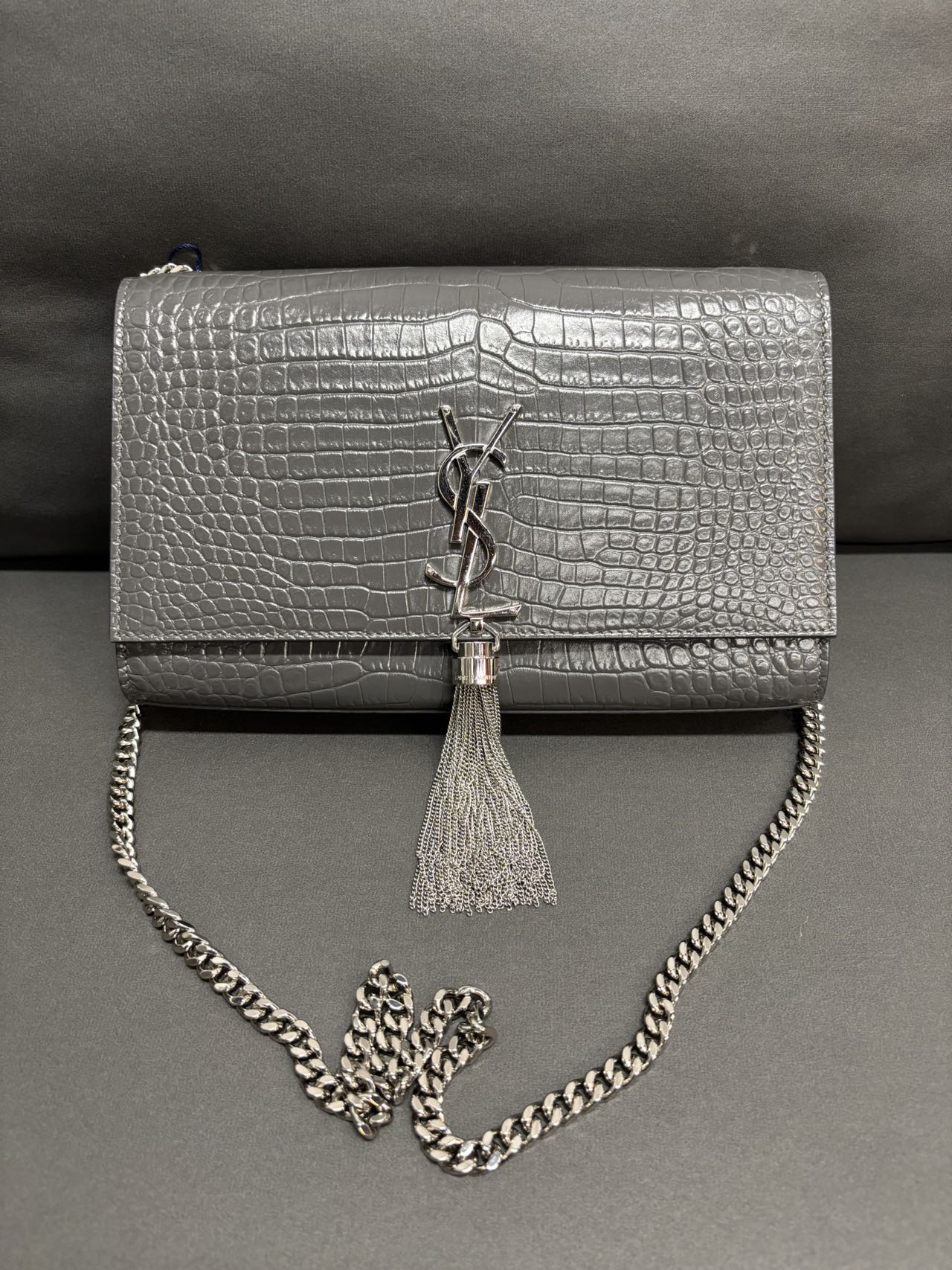 Saint Laurent Kate Bag in Silver-Gray