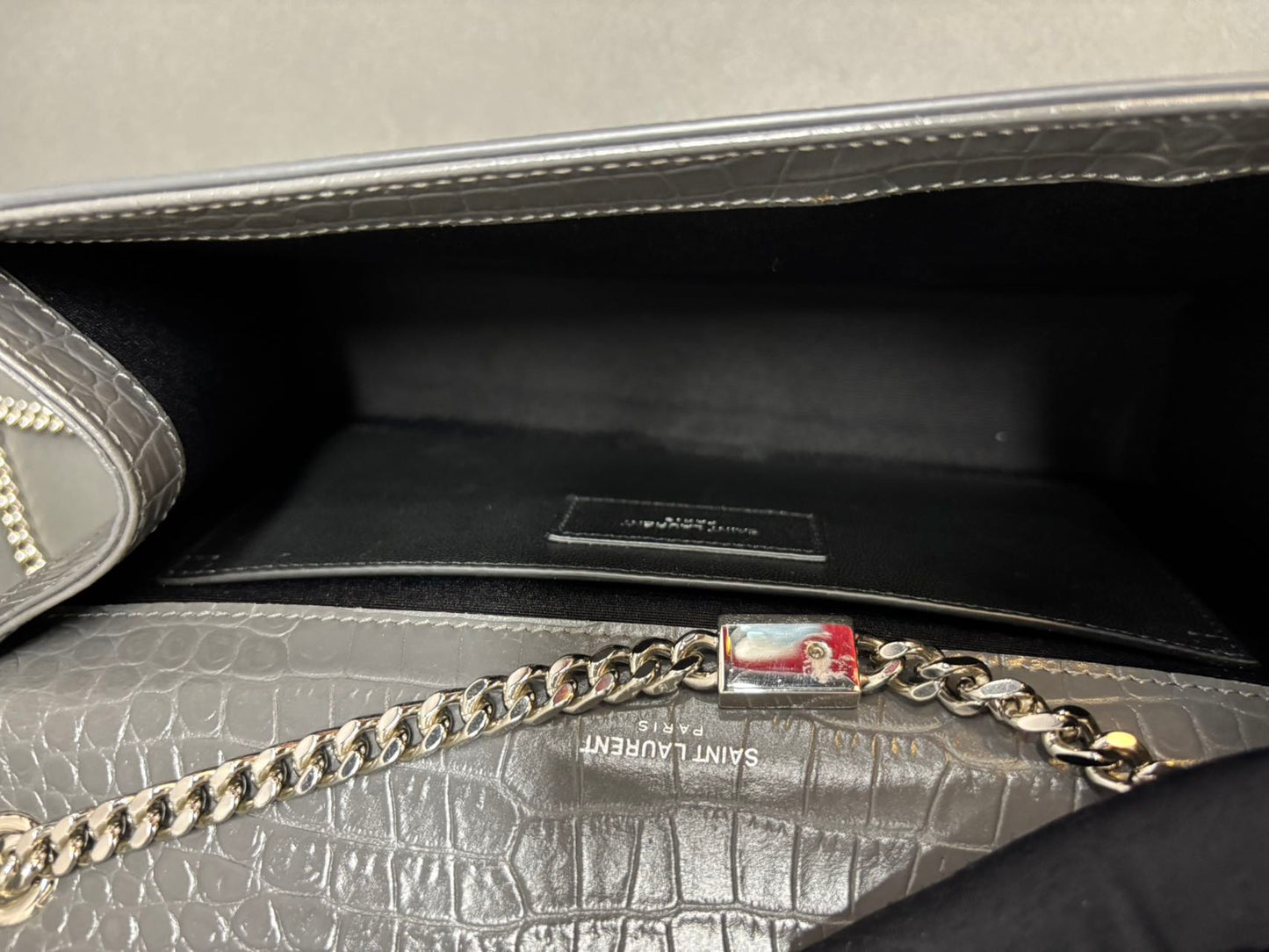 Saint Laurent Kate Bag in Silver-Gray