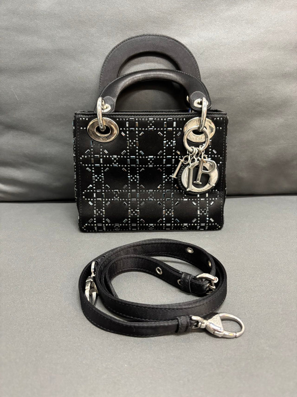 Lady Dior Bag in Black with Silver Hardware - Pre-Owned