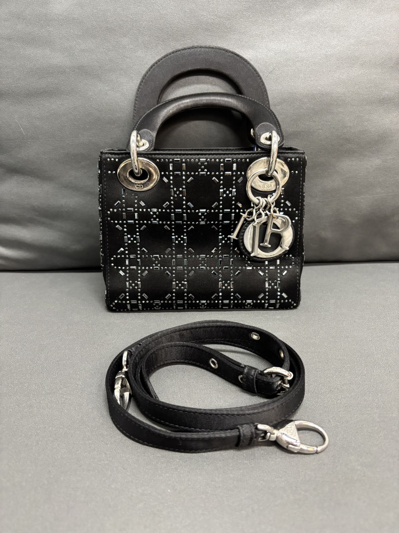 Lady Dior Bag in Black with Silver Hardware - Pre-Owned