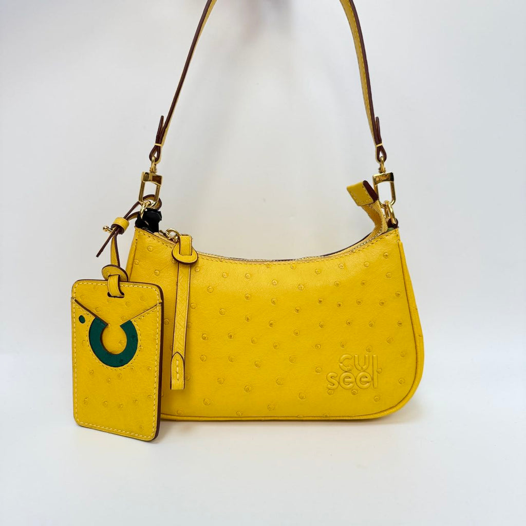 Original Design | High-End Handcrafted Custom Bag-Felicia(yellow Ostrich Leather) - Pre-Owned