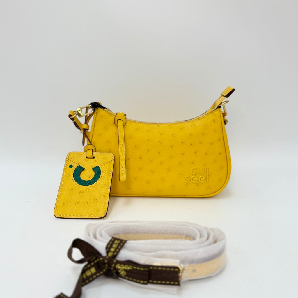 Original Design | High-End Handcrafted Custom Bag-Felicia(yellow Ostrich Leather) - Pre-Owned