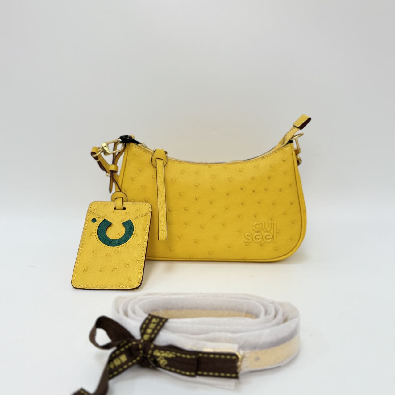 Original Design | High-End Handcrafted Custom Bag-Felicia(yellow Ostrich Leather) - Pre-Owned