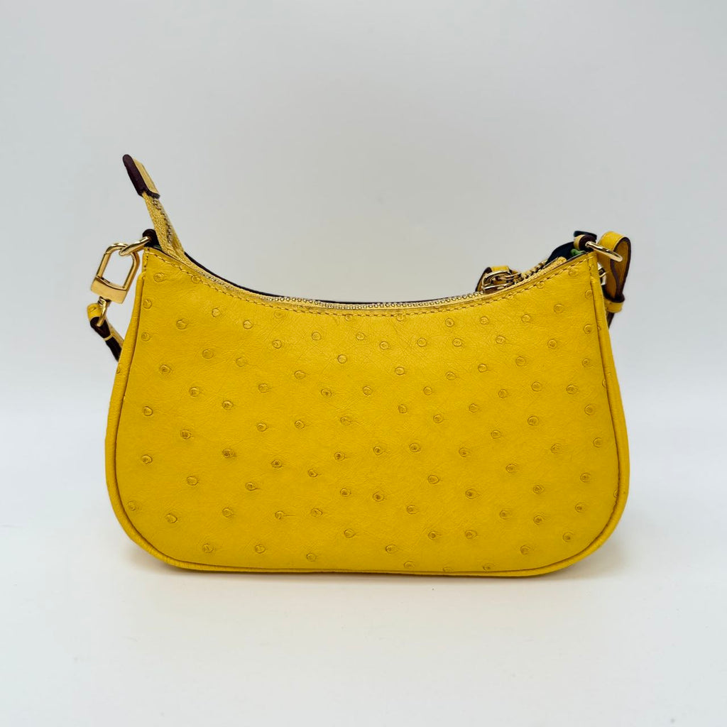 Original Design | High-End Handcrafted Custom Bag-Felicia(yellow Ostrich Leather) - Pre-Owned