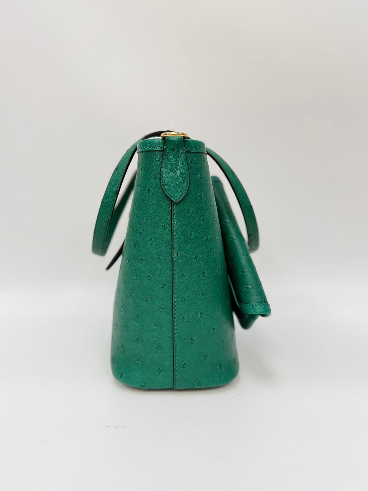 Original Design | High-End Handcrafted Custom Bag-ALL IN TOTE (green Ostrich Leather) - Pre-Owned