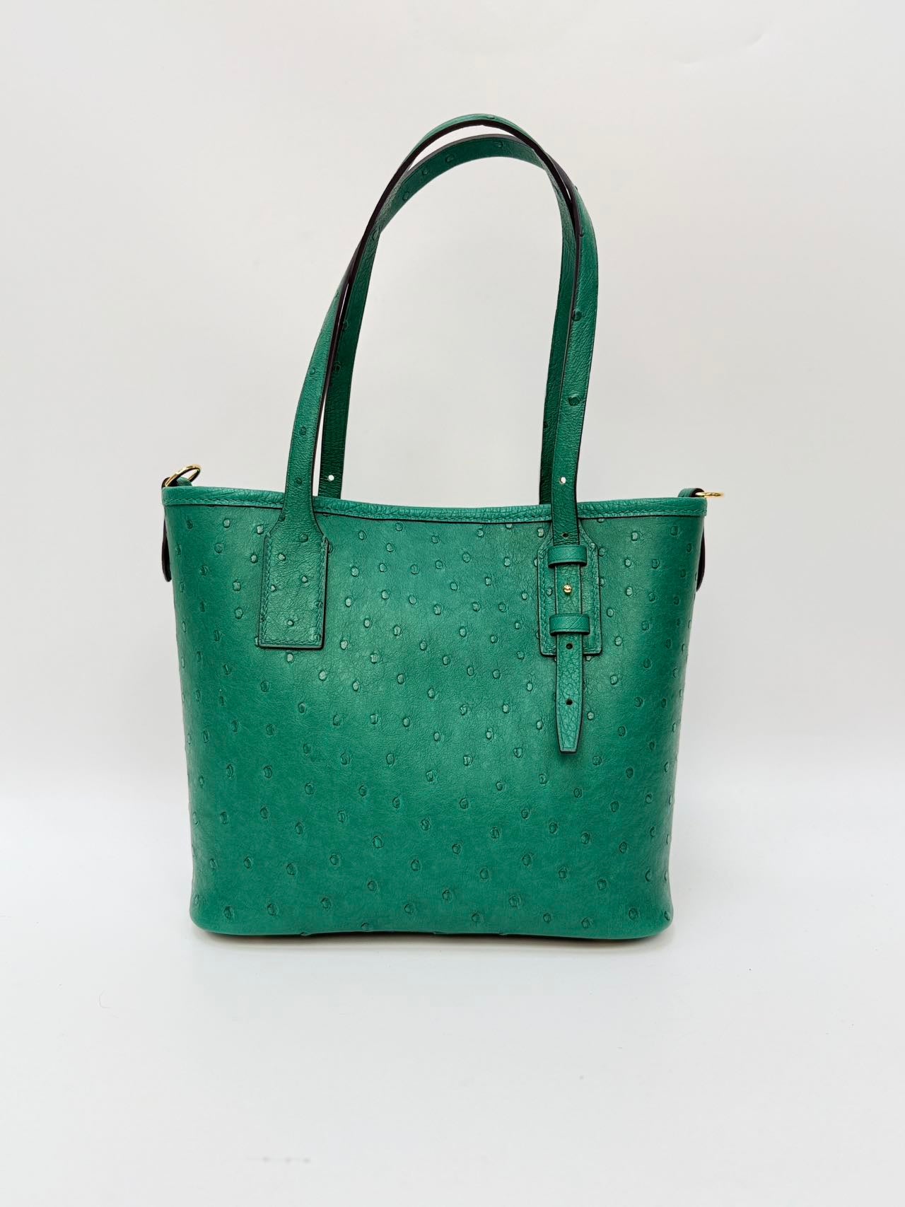Original Design | High-End Handcrafted Custom Bag-ALL IN TOTE (green Ostrich Leather) - Pre-Owned