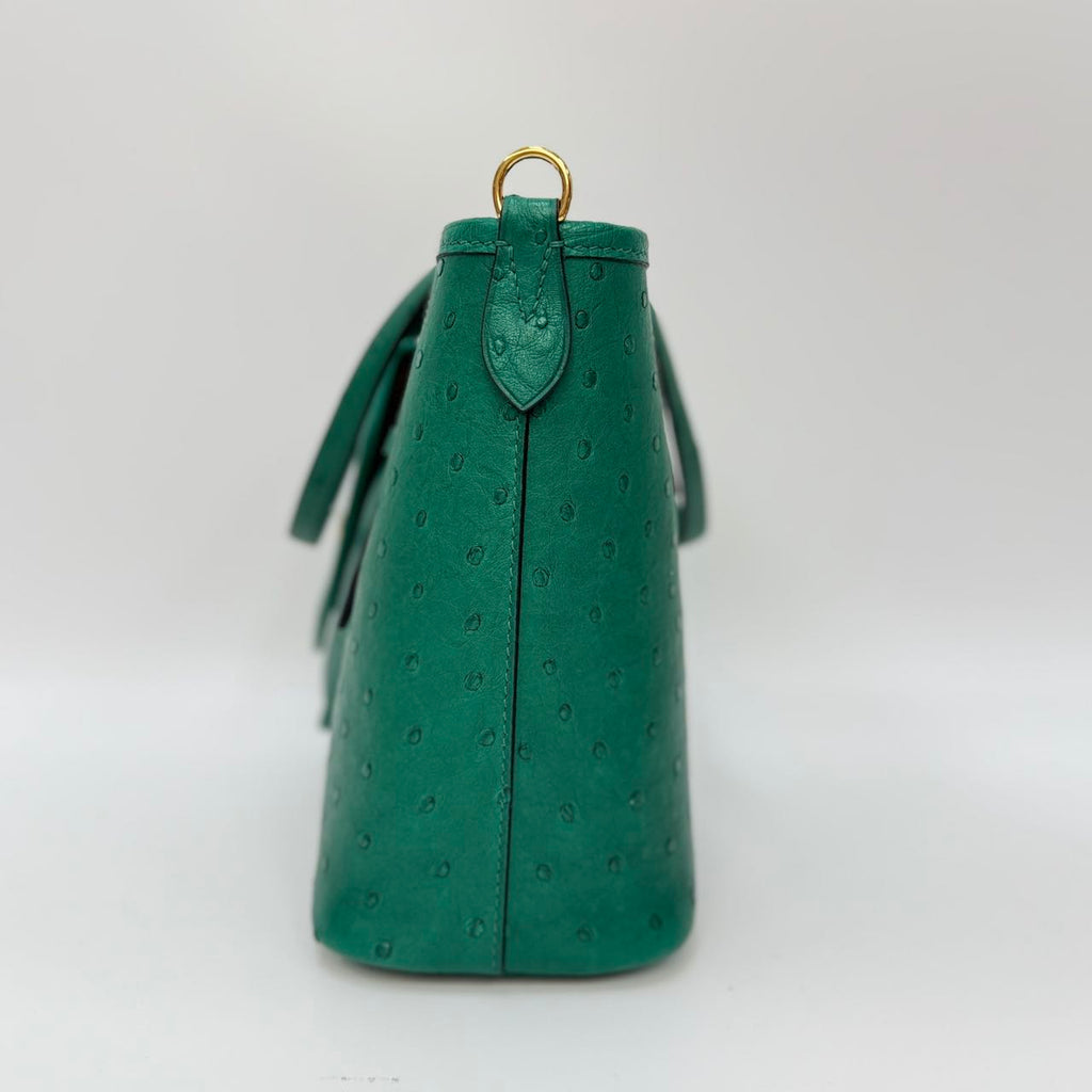 Original Design | High-End Handcrafted Custom Bag-ALL IN TOTE (green Ostrich Leather) - Pre-Owned