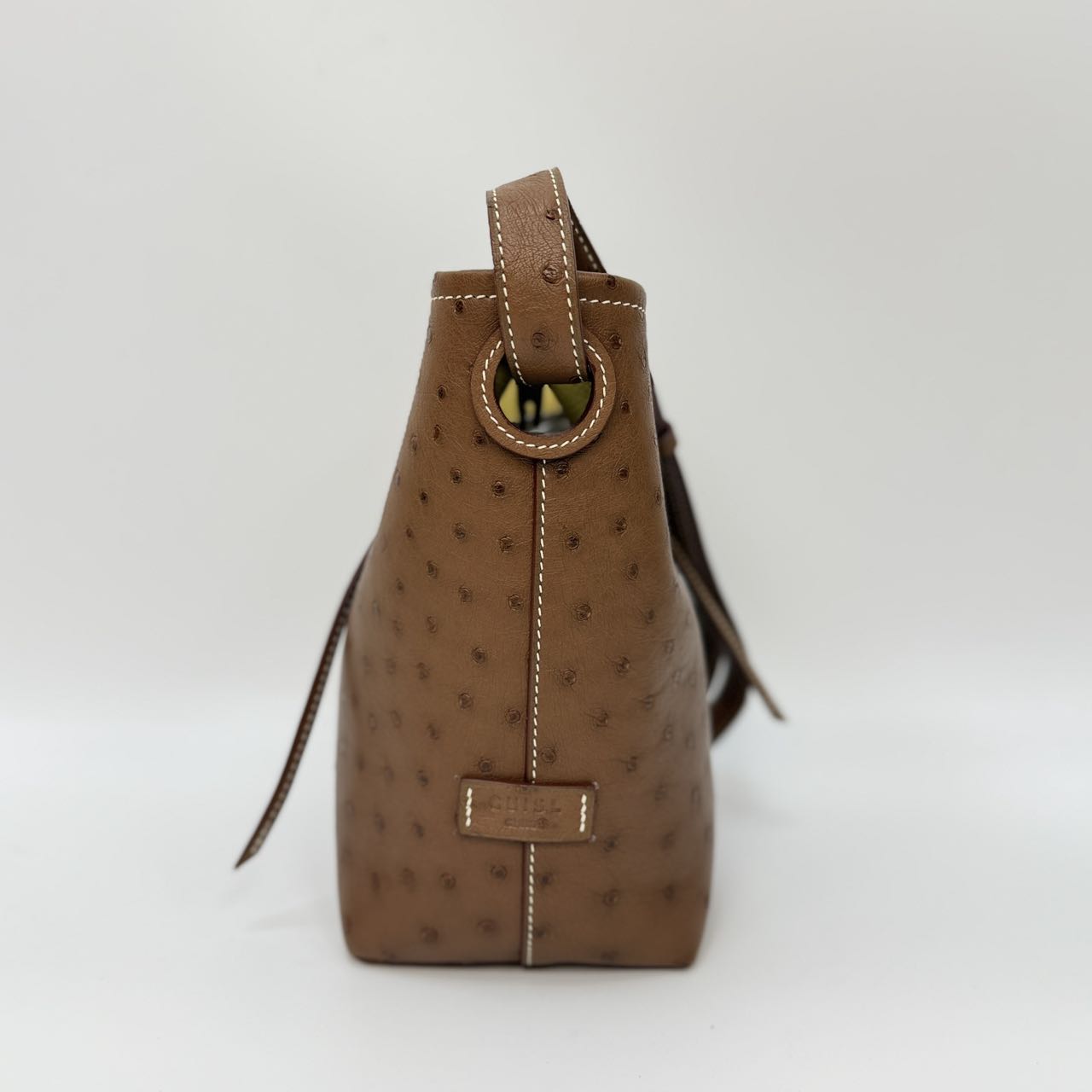 Original Design | High-End Handcrafted Custom Bag-mini bucket(Brown Ostrich Leather) - Pre-Owned