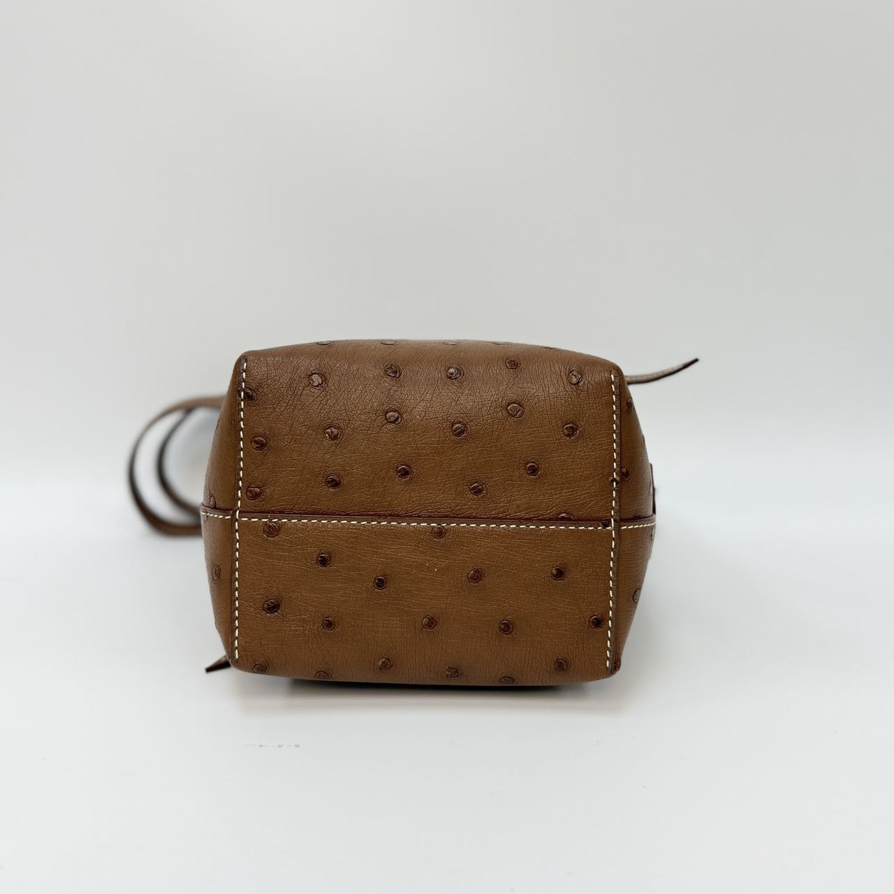 Original Design | High-End Handcrafted Custom Bag-mini bucket(Brown Ostrich Leather) - Pre-Owned