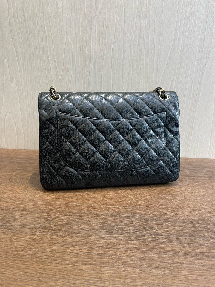 Chanel Classic Flap Jumbo - Black Caviar Leather with Gold Hardware - Pre-Owned