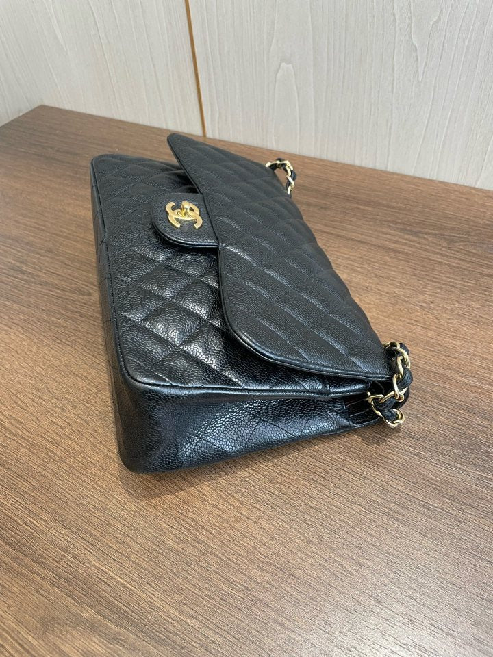 Chanel Classic Flap Jumbo - Black Caviar Leather with Gold Hardware - Pre-Owned