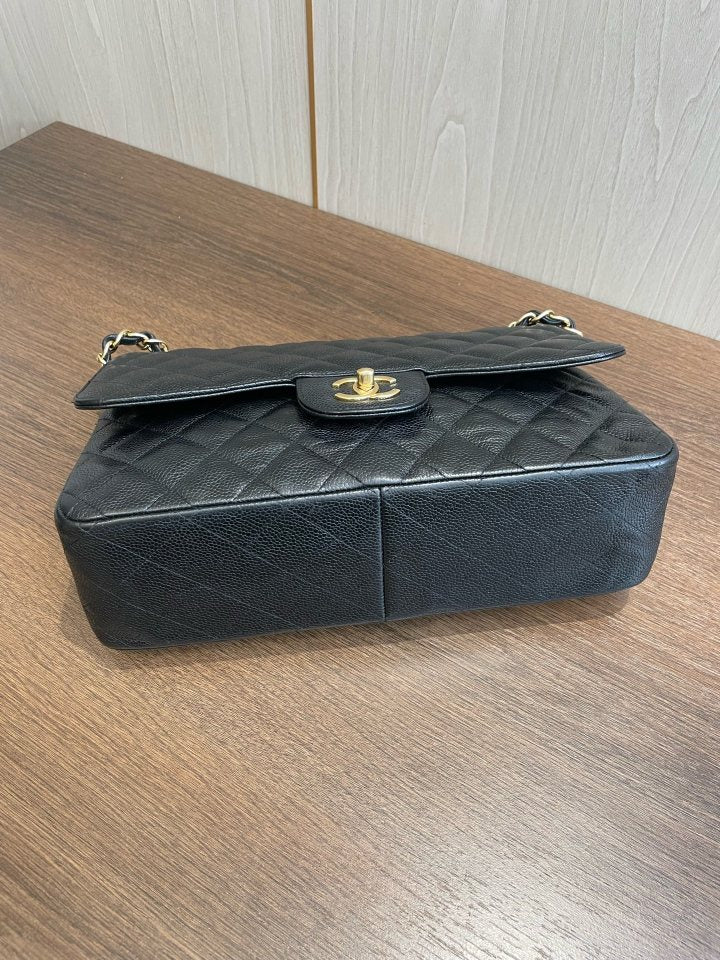 Chanel Classic Flap Jumbo - Black Caviar Leather with Gold Hardware - Pre-Owned