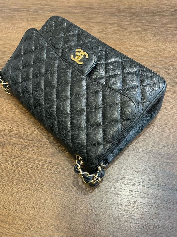 Chanel Classic Flap Jumbo - Black Caviar Leather with Gold Hardware - Pre-Owned