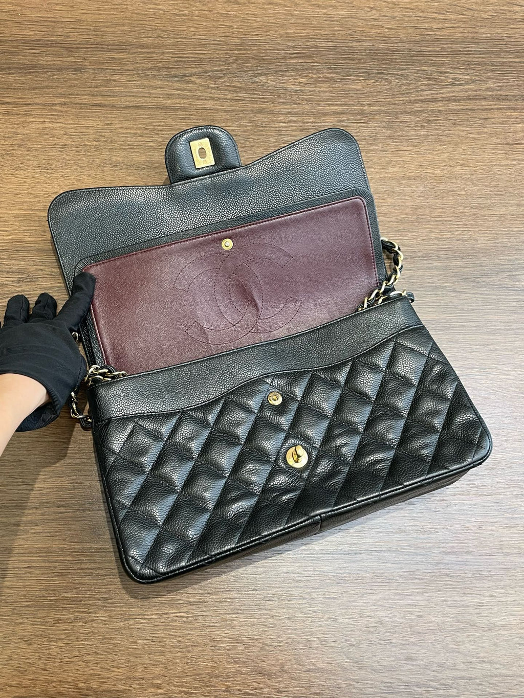 Chanel Classic Flap Jumbo - Black Caviar Leather with Gold Hardware - Pre-Owned