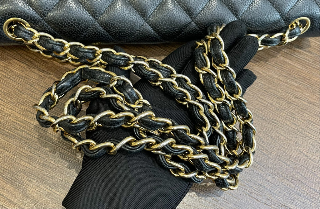 Chanel Classic Flap Jumbo - Black Caviar Leather with Gold Hardware - Pre-Owned