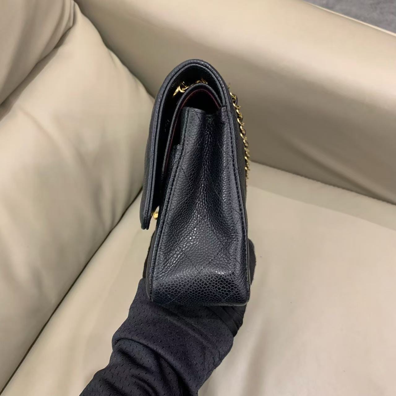 Chanel Classic Medium Double Flap - Black Caviar Leather with Gold Hardware