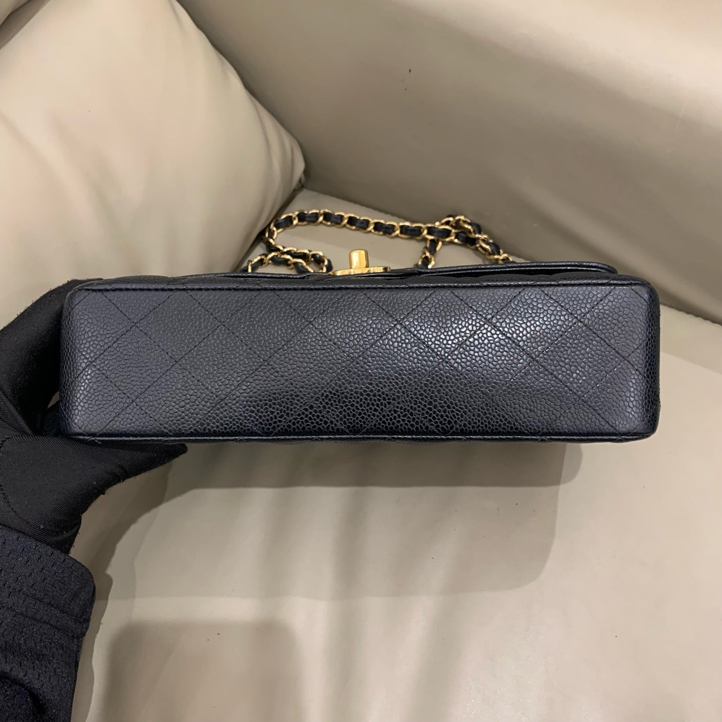 Chanel Classic Medium Double Flap - Black Caviar Leather with Gold Hardware - Pre-Owned
