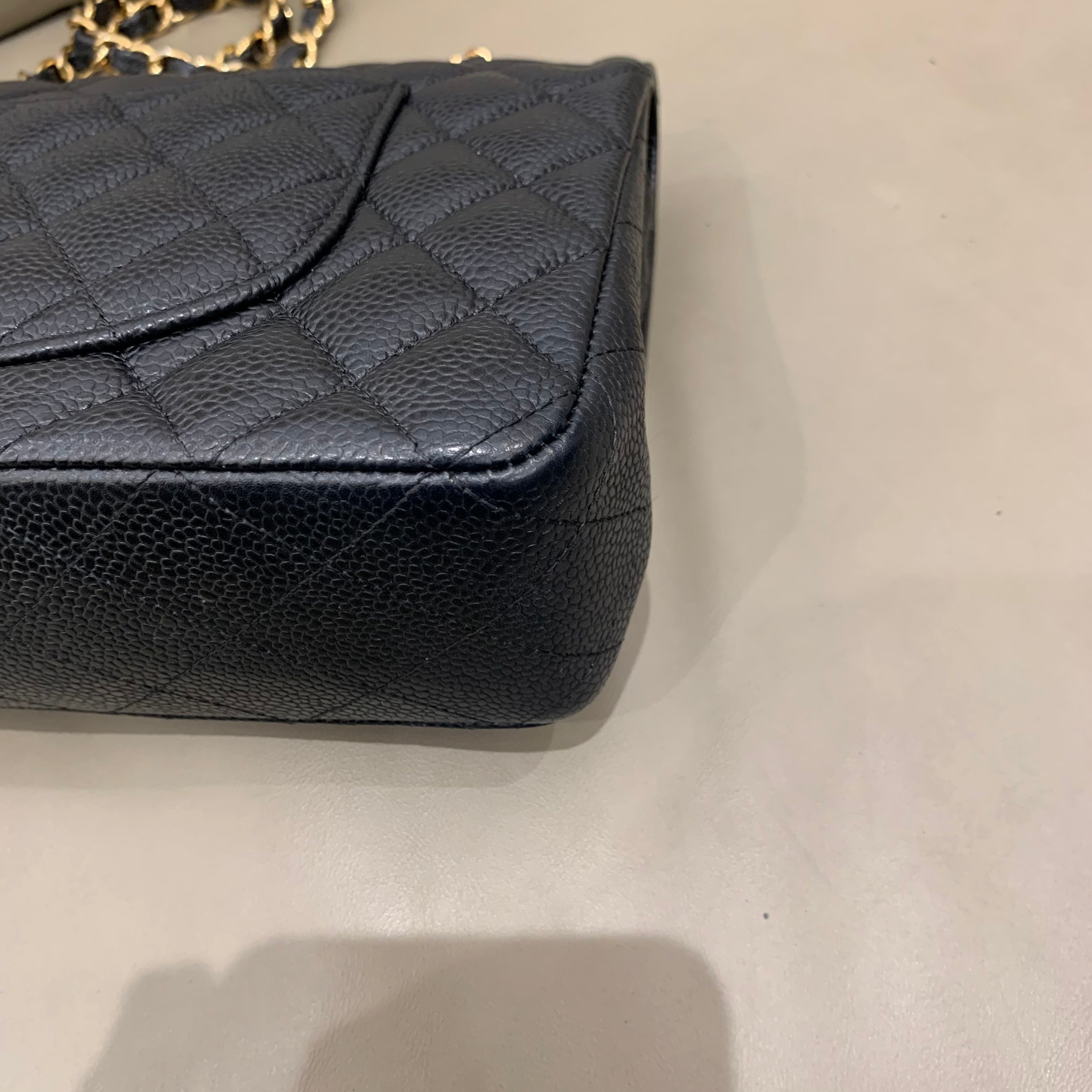 Chanel Classic Medium Double Flap - Black Caviar Leather with Gold Hardware - Pre-Owned