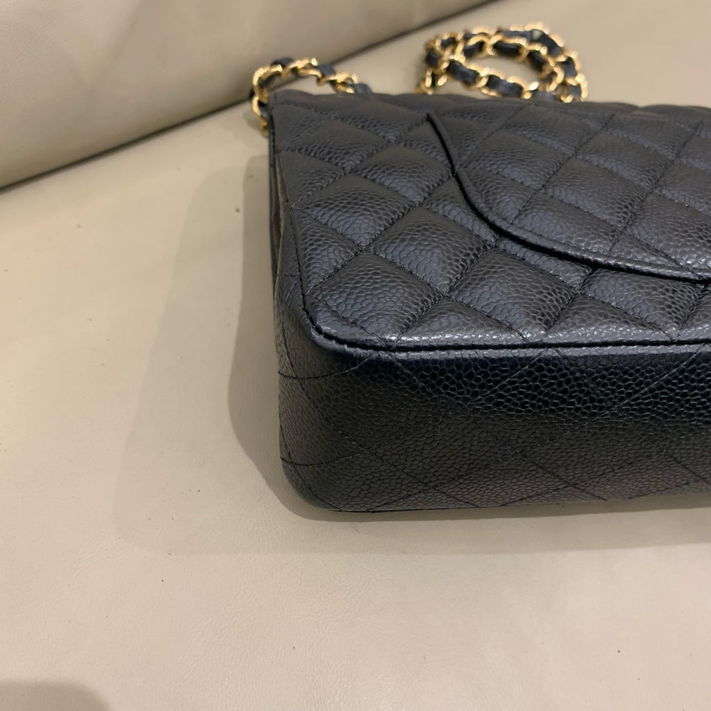 Chanel Classic Medium Double Flap - Black Caviar Leather with Gold Hardware - Pre-Owned