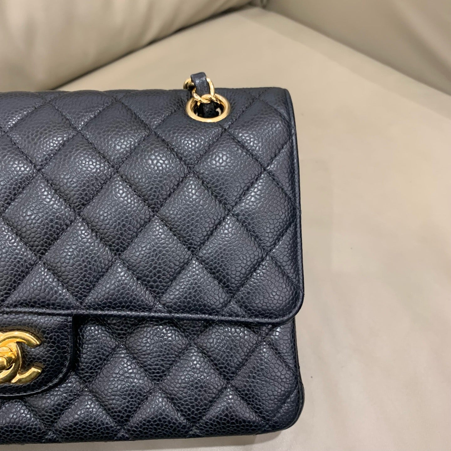 Chanel Classic Medium Double Flap - Black Caviar Leather with Gold Hardware - Pre-Owned