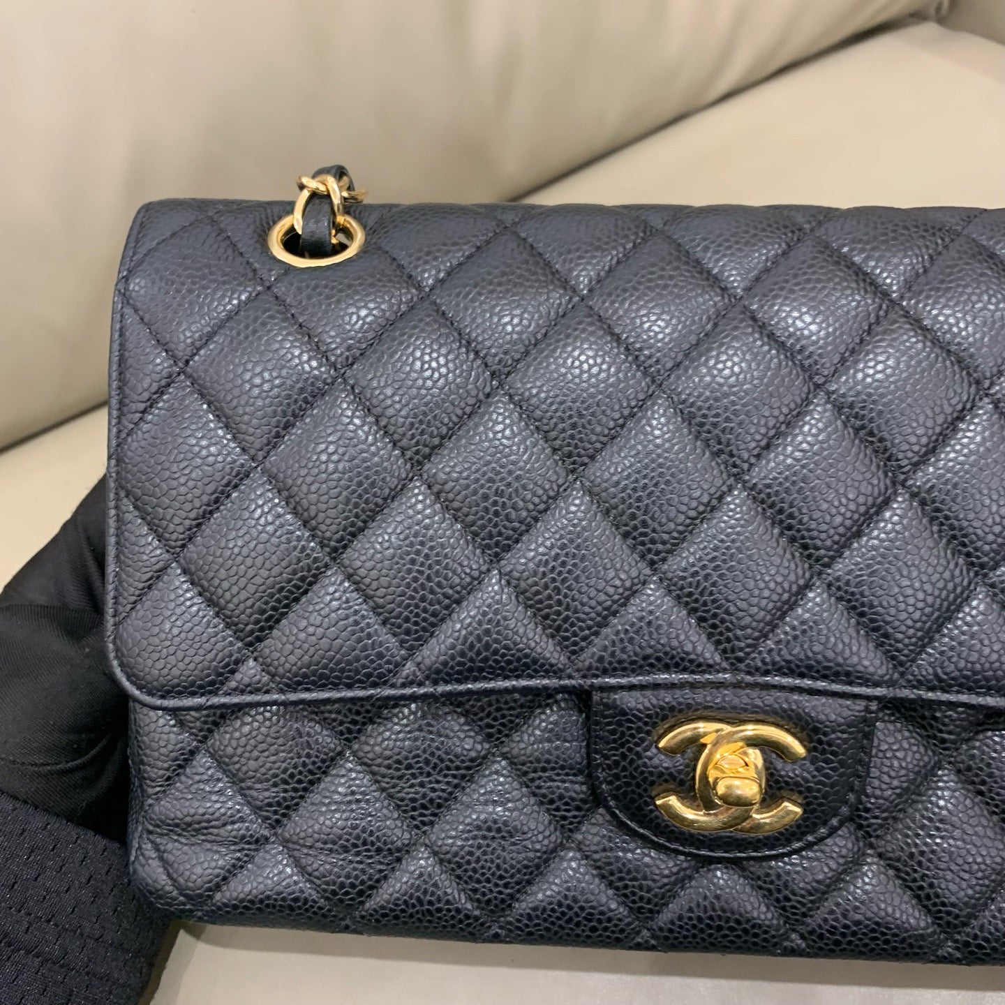 Chanel Classic Medium Double Flap - Black Caviar Leather with Gold Hardware