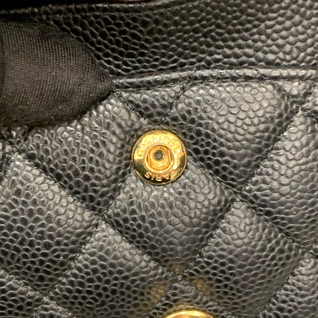 Chanel Classic Medium Double Flap - Black Caviar Leather with Gold Hardware - Pre-Owned
