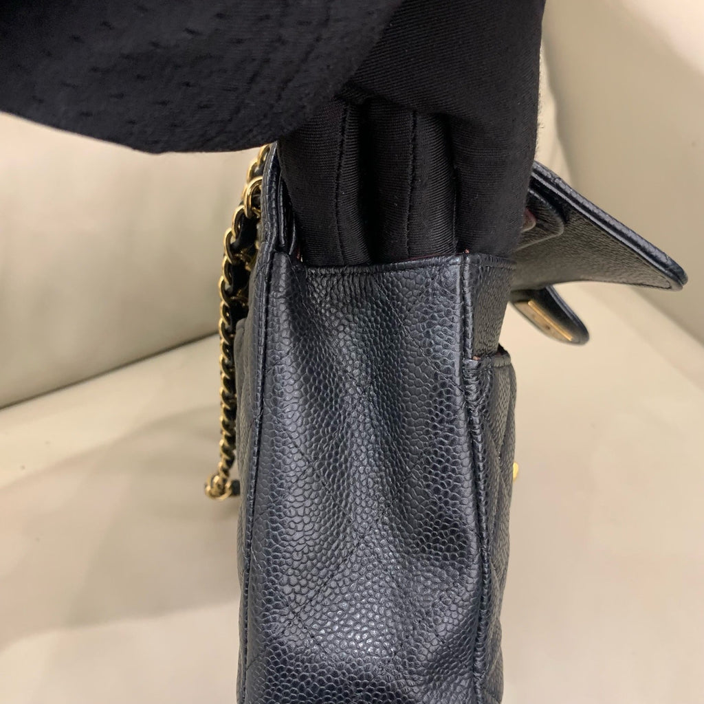 Chanel Classic Medium Double Flap - Black Caviar Leather with Gold Hardware - Pre-Owned