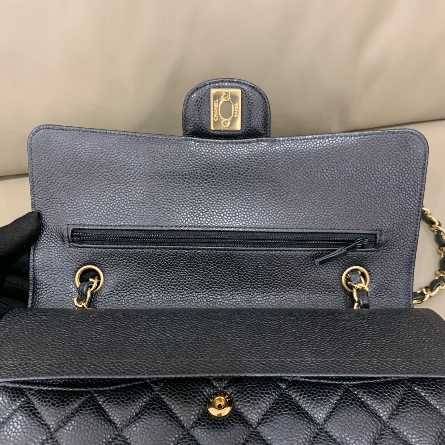 Chanel Classic Medium Double Flap - Black Caviar Leather with Gold Hardware