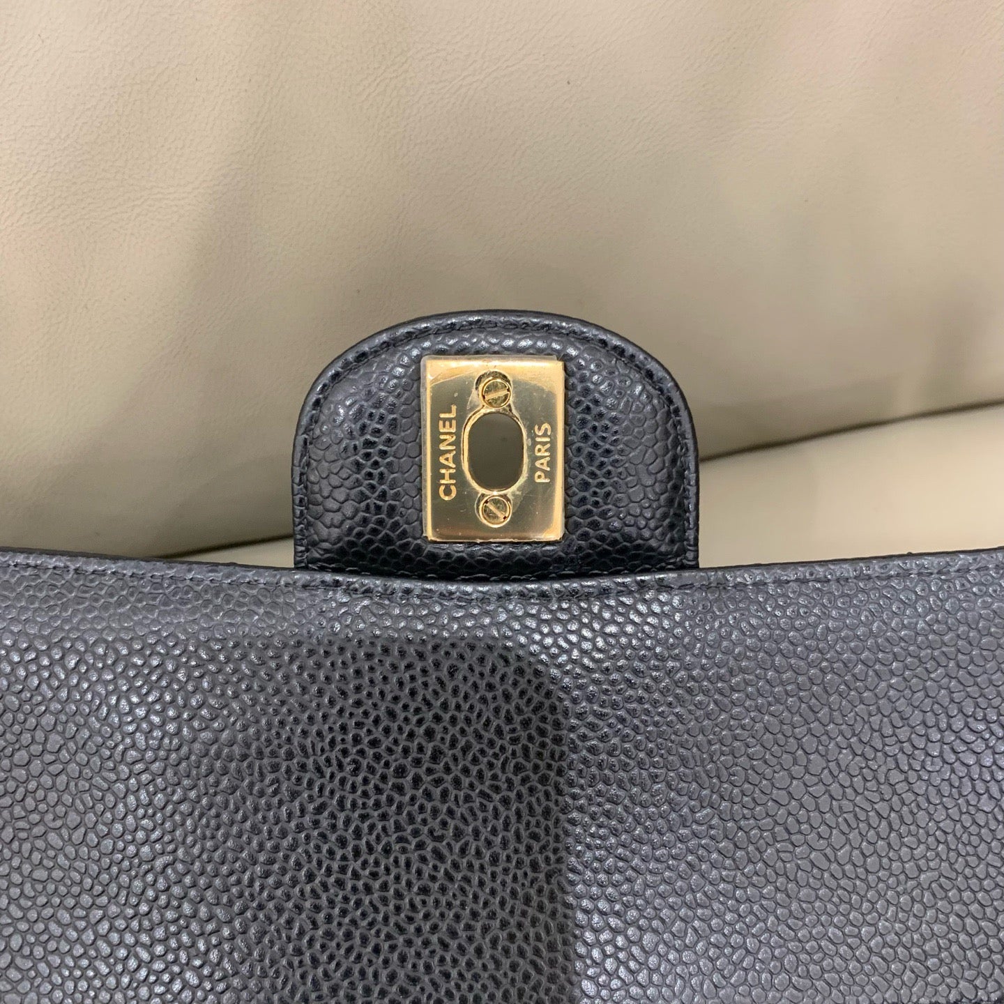 Chanel Classic Medium Double Flap - Black Caviar Leather with Gold Hardware - Pre-Owned