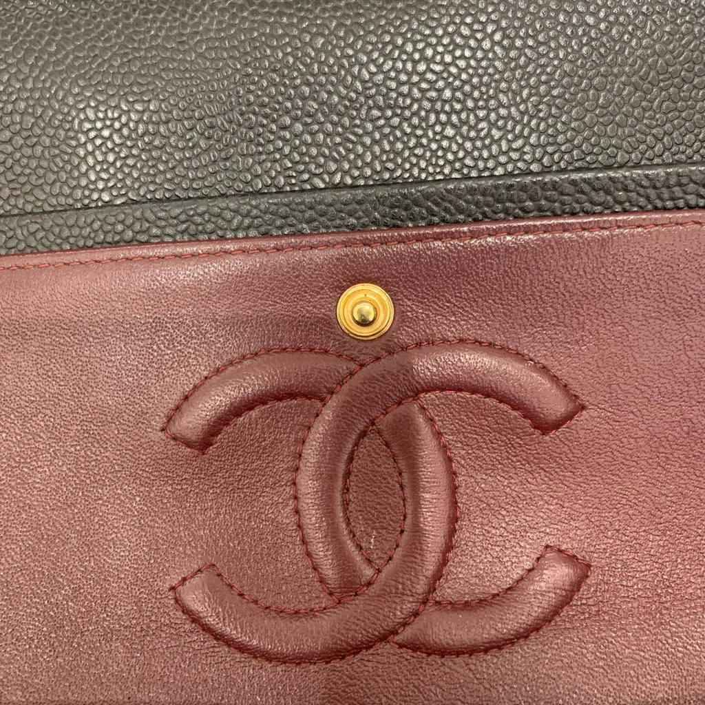 Chanel Classic Medium Double Flap - Black Caviar Leather with Gold Hardware - Pre-Owned