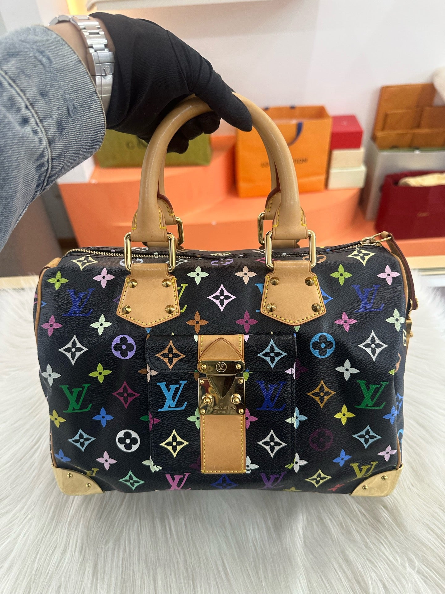 Louis Vuitton x Takashi Murakami Monogram Multicolore Speedy 30 (Black)