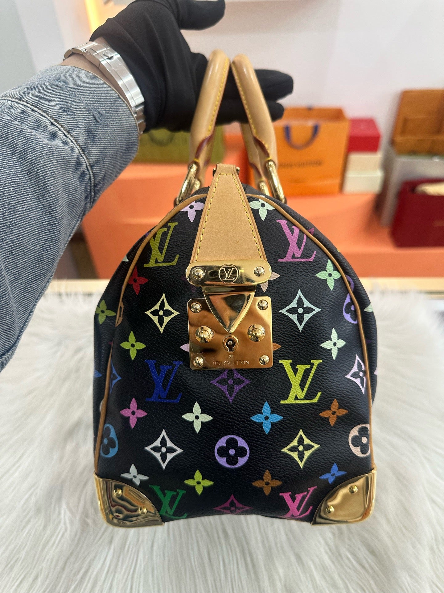 Louis Vuitton x Takashi Murakami Monogram Multicolore Speedy 30 (Black)