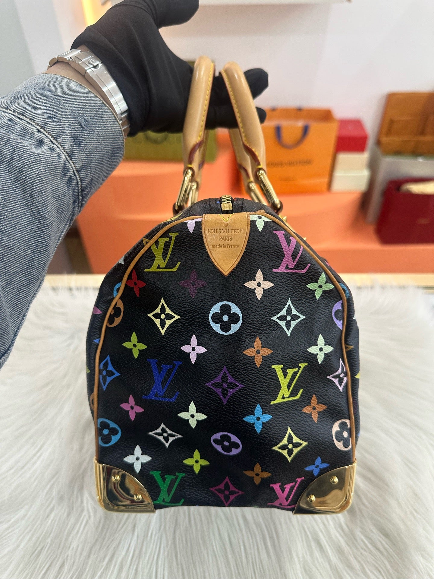 Louis Vuitton x Takashi Murakami Monogram Multicolore Speedy 30 (Black)