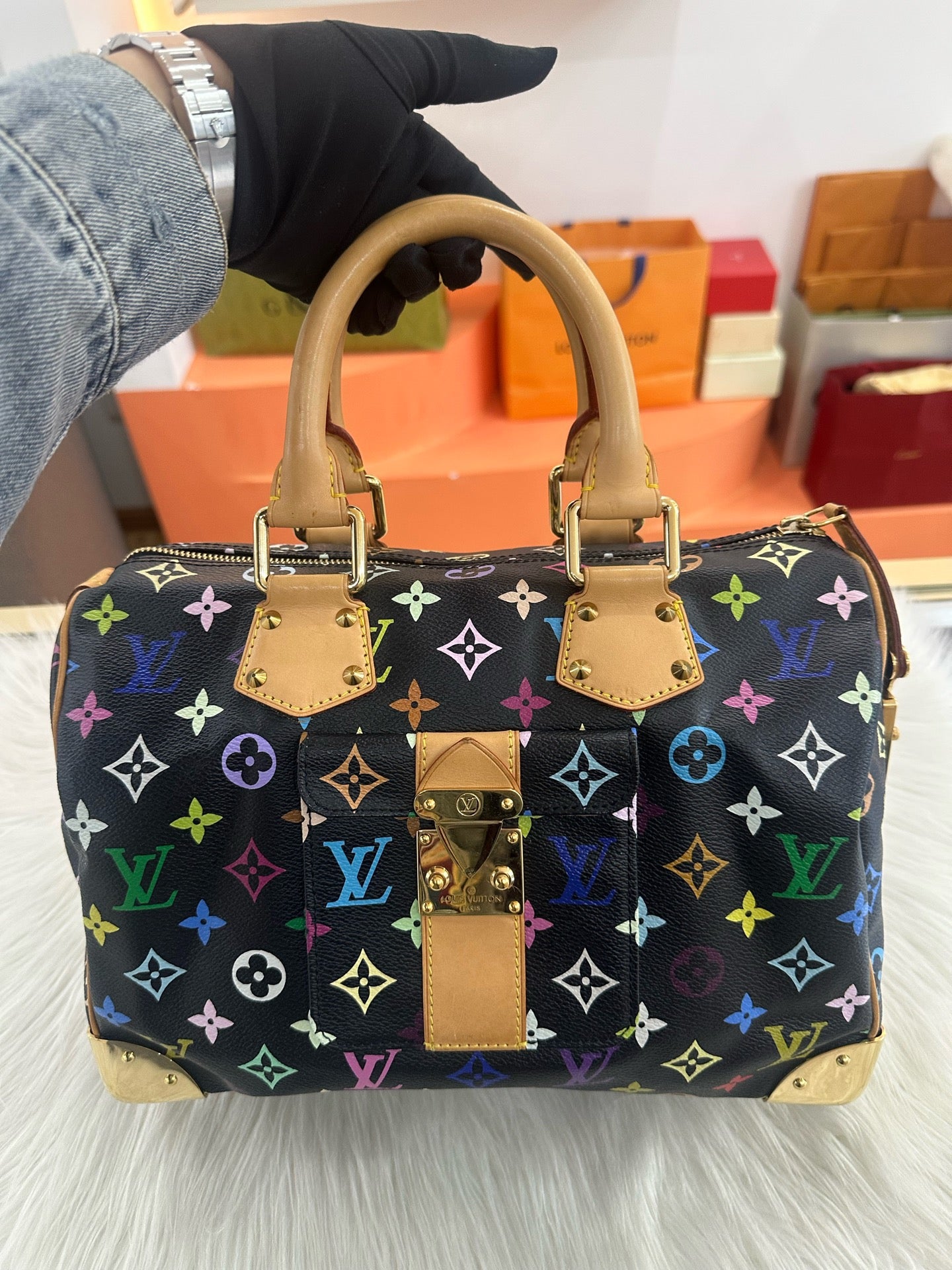 Louis Vuitton x Takashi Murakami Monogram Multicolore Speedy 30 (Black)