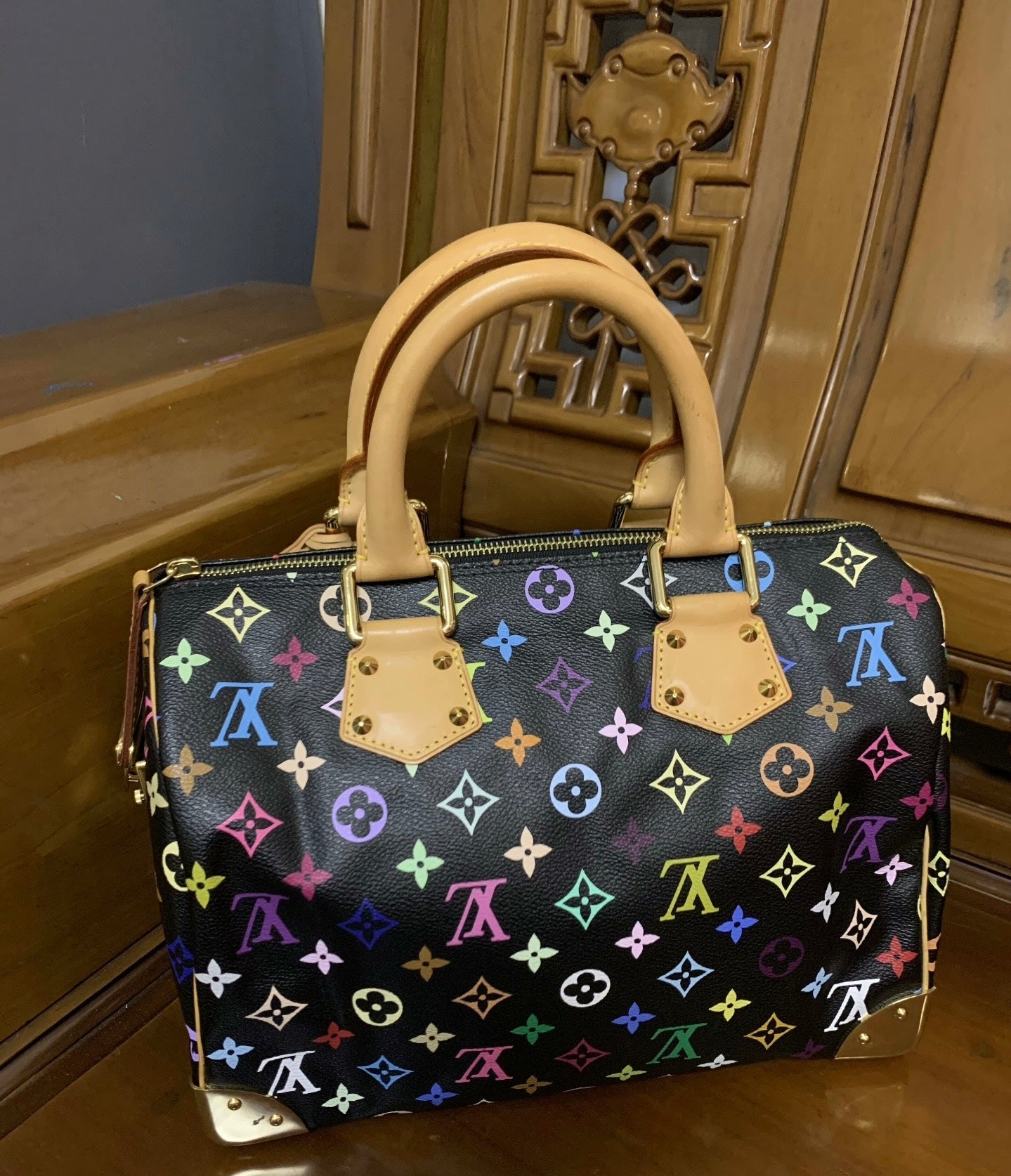 Louis Vuitton x Takashi Murakami Monogram Multicolore Speedy 30 (Black)