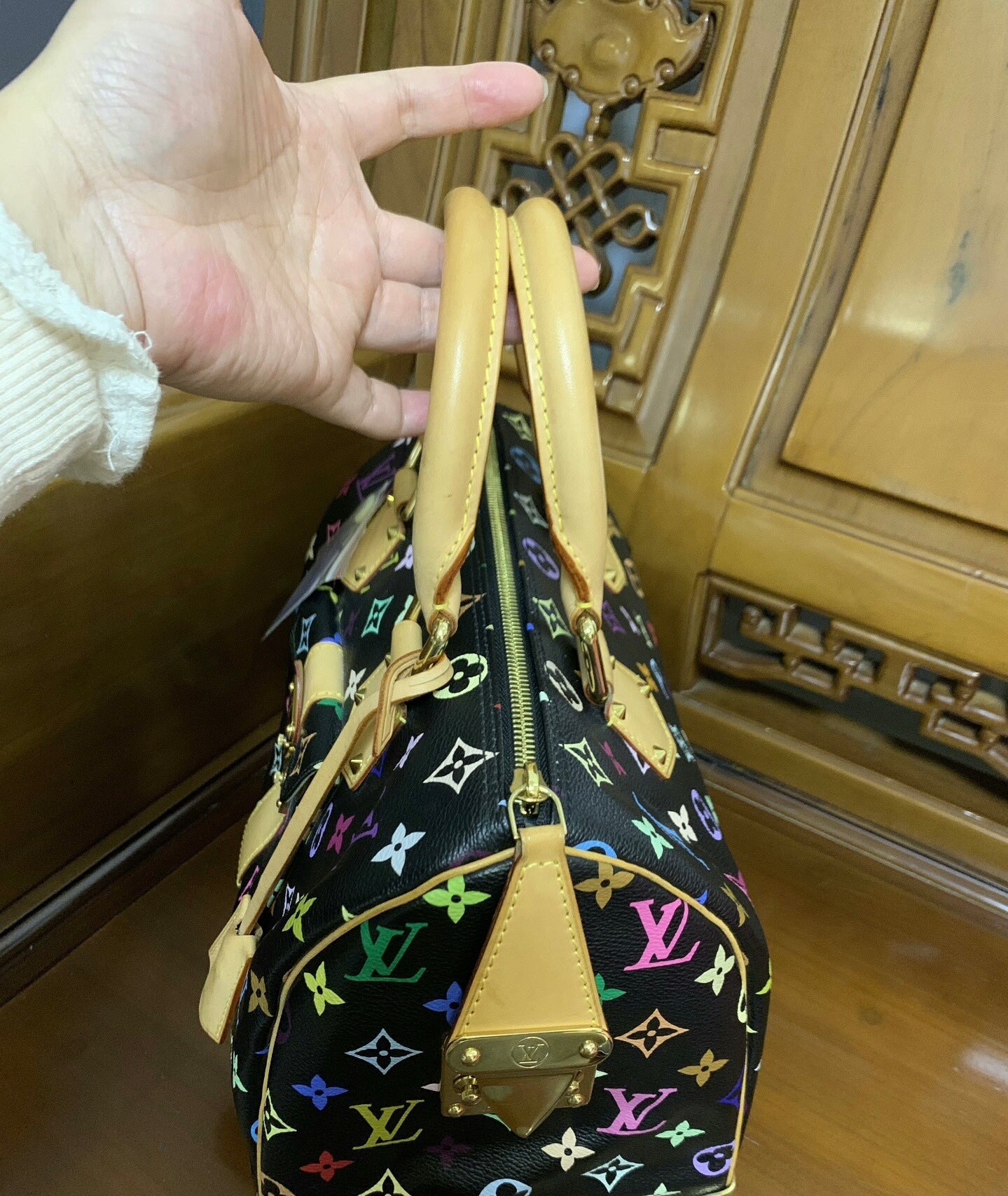 Louis Vuitton x Takashi Murakami Monogram Multicolore Speedy 30 (Black) - Pre-Owned