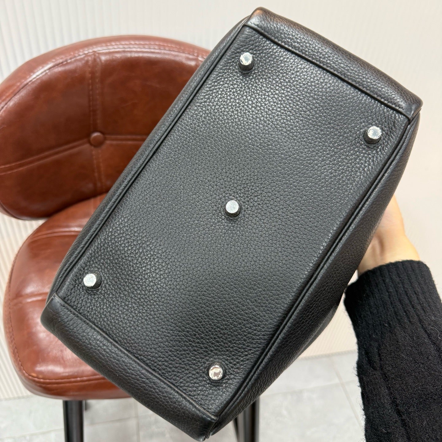 Hermès Lindy 30 - Black Clemence/Togo Leather - Palladium Hardware - Stamp C
