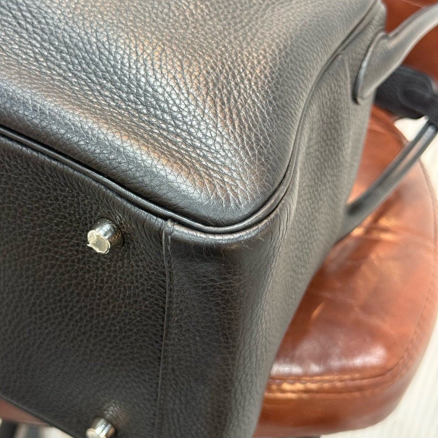 Hermès Lindy 30 - Black Clemence/Togo Leather - Palladium Hardware - Stamp C