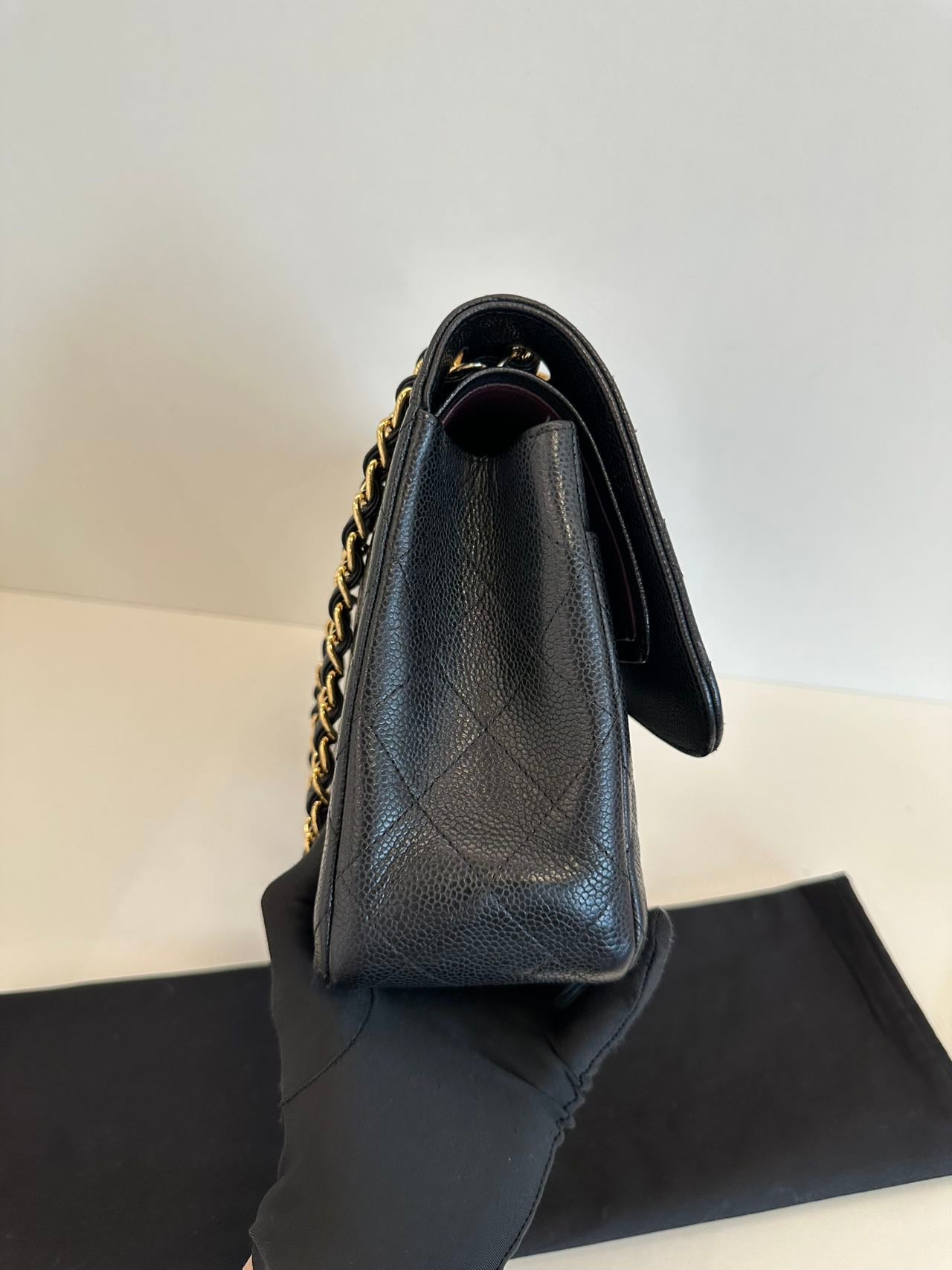Chanel Classic Flap Jumbo - Black Caviar Leather with Gold Hardware