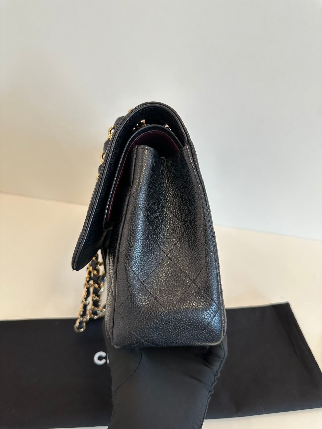 Chanel Classic Flap Jumbo - Black Caviar Leather with Gold Hardware