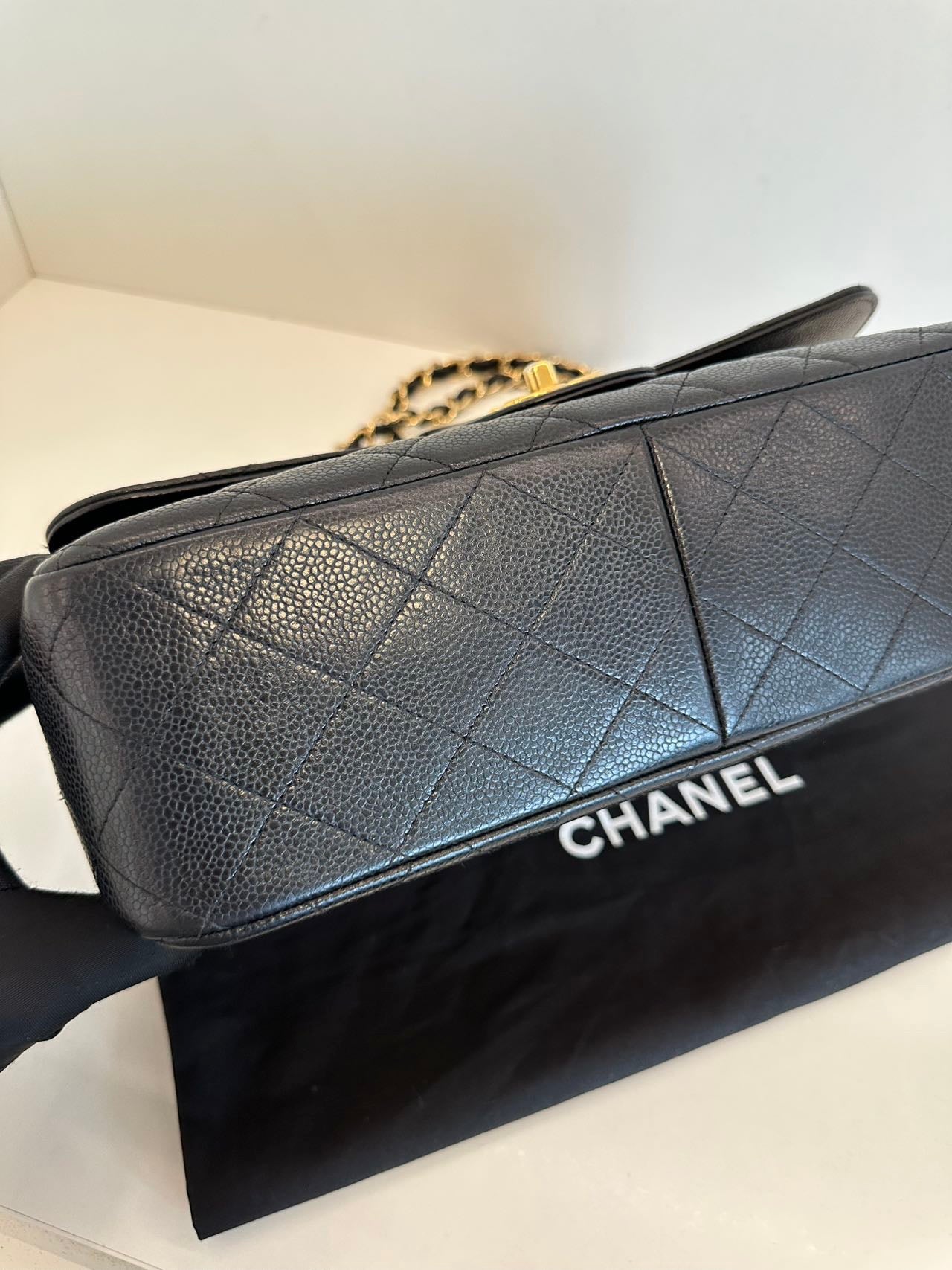 Chanel Classic Flap Jumbo - Black Caviar Leather with Gold Hardware - Pre-Owned