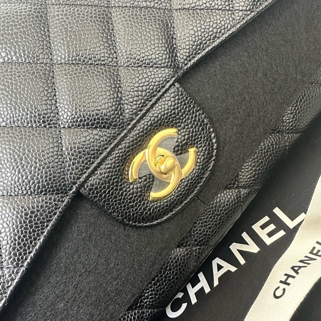 Chanel Classic Jumbo Double Flap Bag Black with Gold Hardware (21-Series) - Pre-Owned
