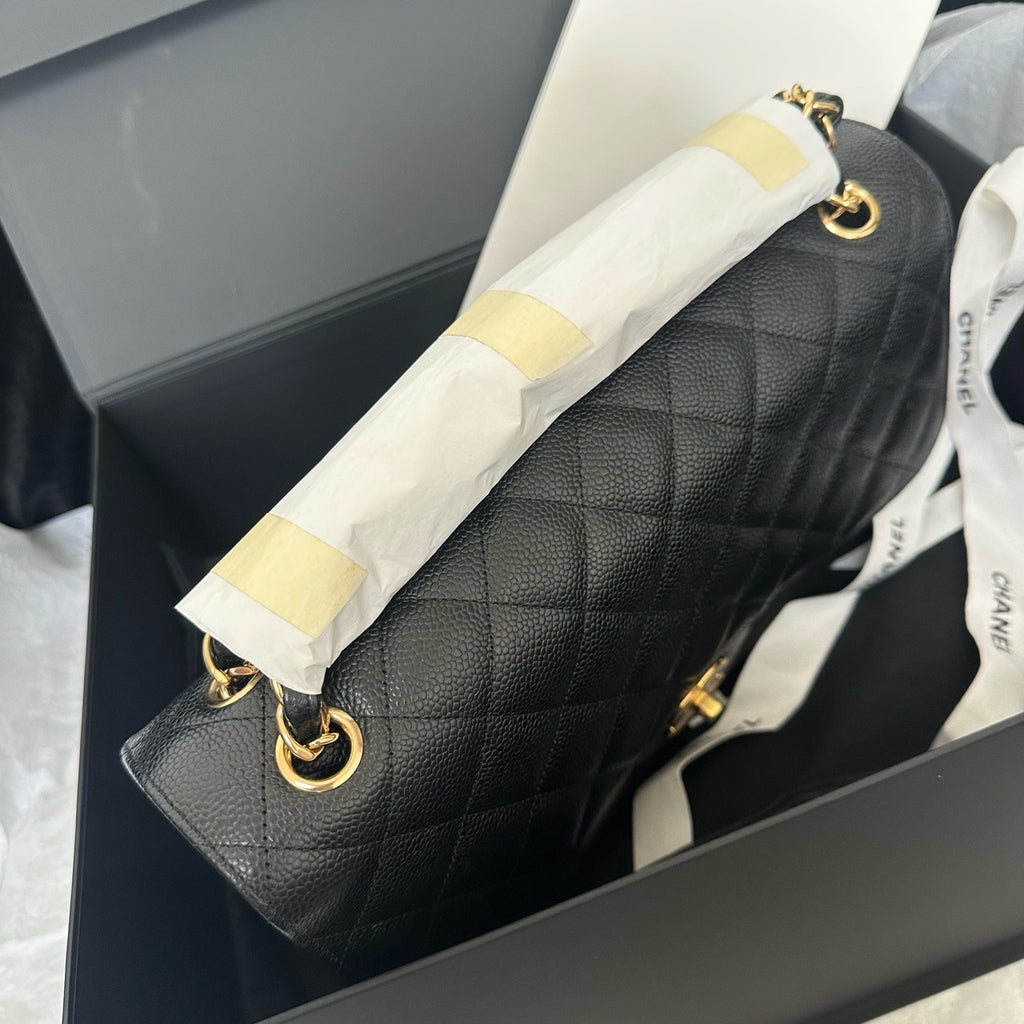 Chanel Classic Jumbo Double Flap Bag Black with Gold Hardware (21-Series) - Pre-Owned
