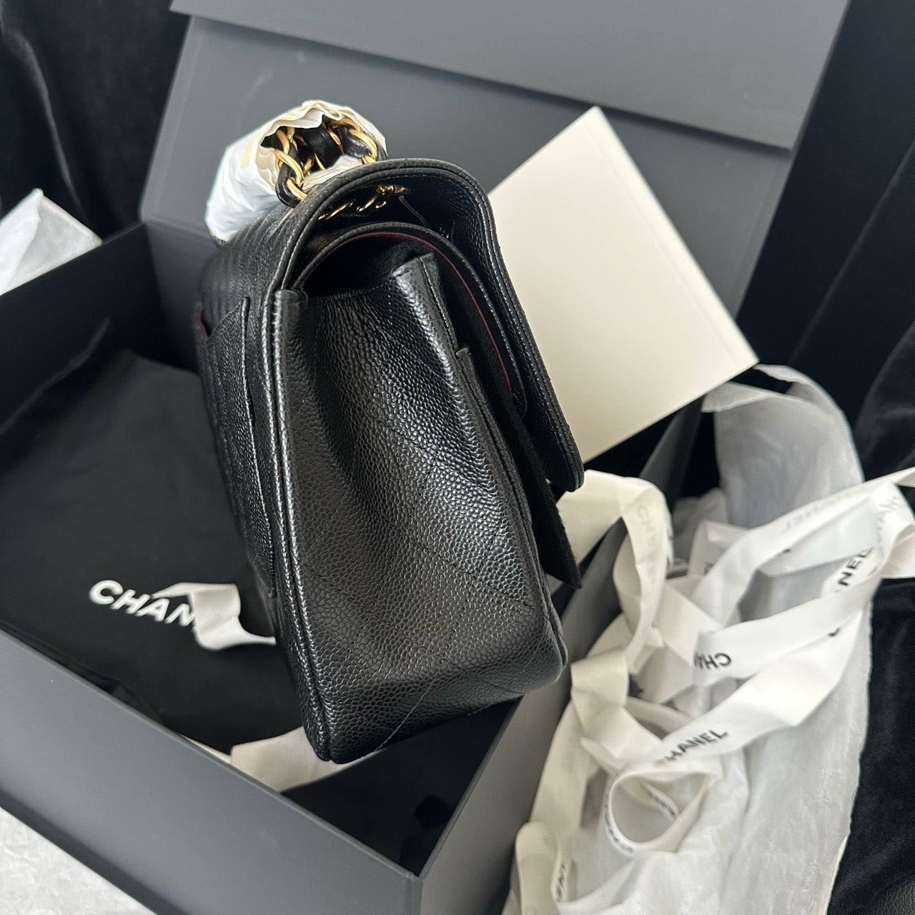 Chanel Classic Jumbo Double Flap Bag Black with Gold Hardware (21-Series) - Pre-Owned