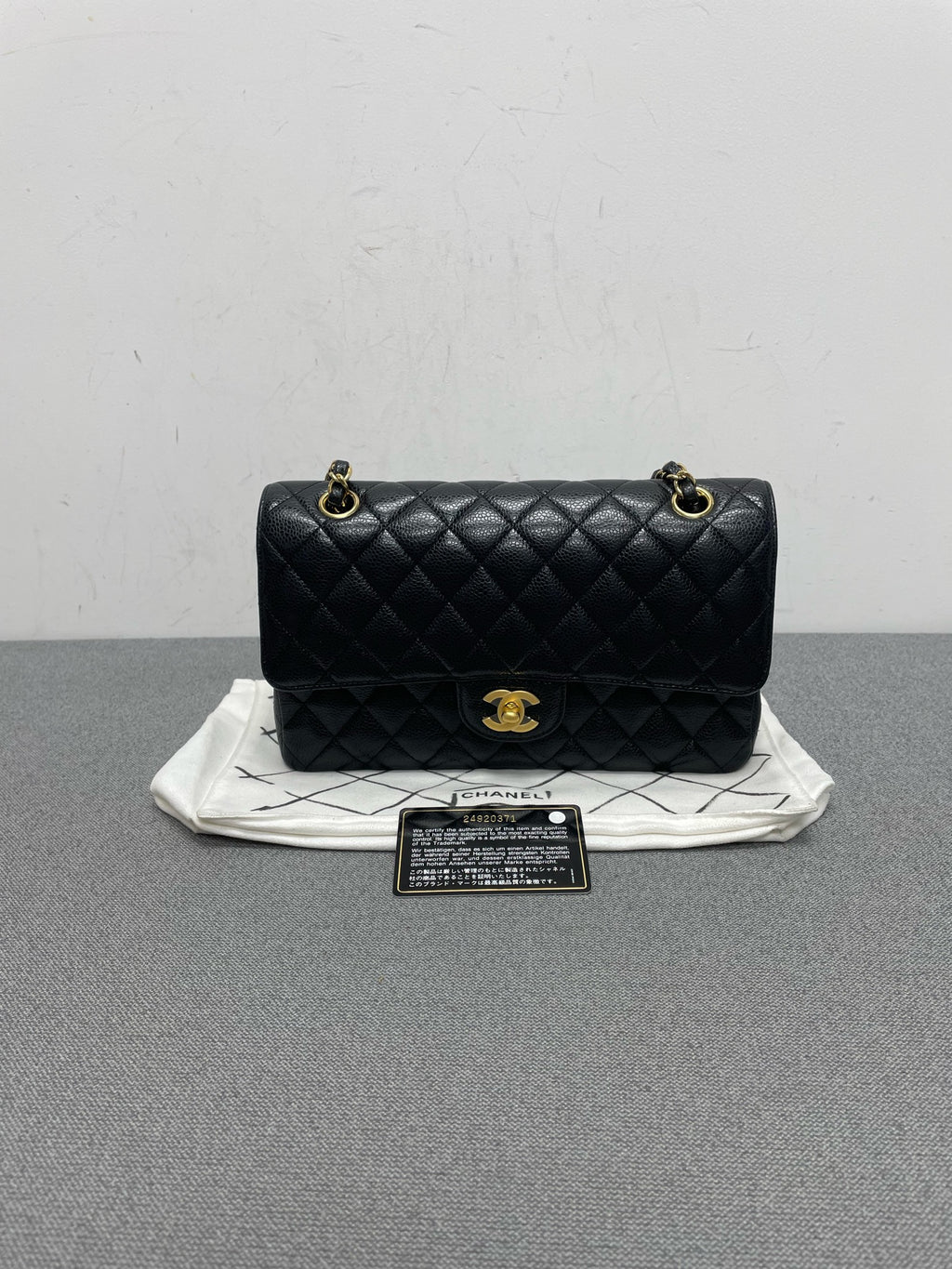 Chanel Classic Flap Medium Black Caviar Leather Gold Hardware 24-Series
