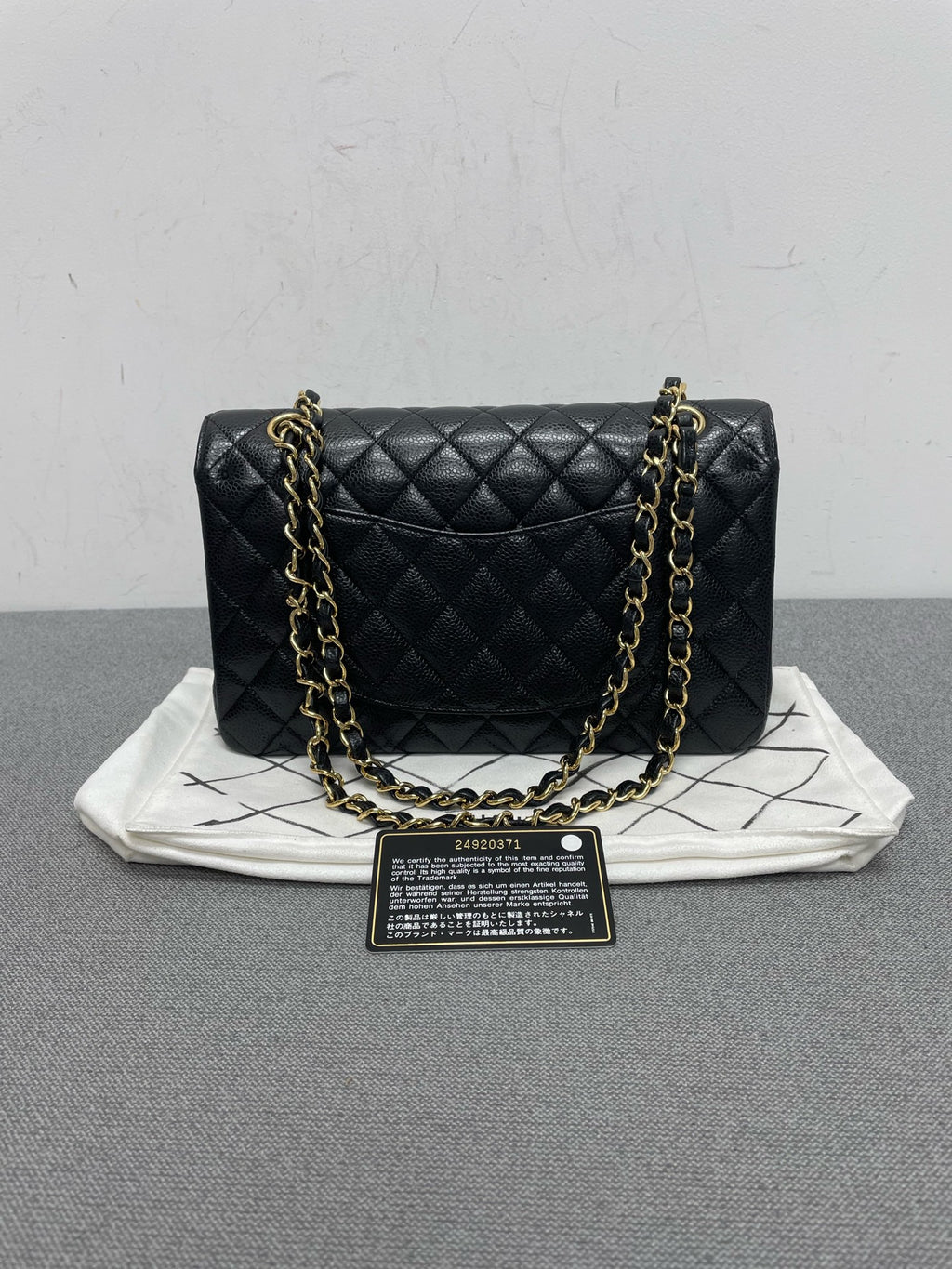 Chanel Classic Flap Medium Black Caviar Leather Gold Hardware 24-Series
